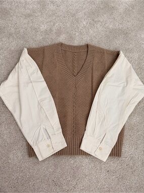 V-Neck Cable Knit Sweater